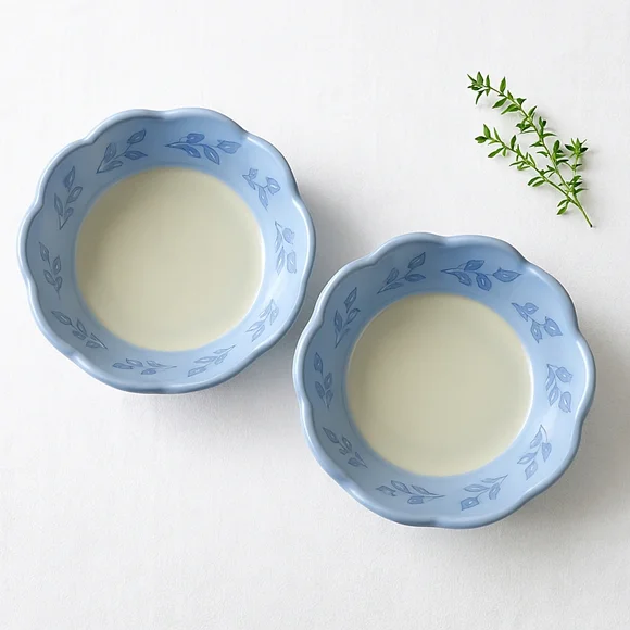 🌿 Pfaltzgraff Summer Breeze Embossed Side Dishes – Set of 2 Scalloped Stoneware - Picture 3 of 11